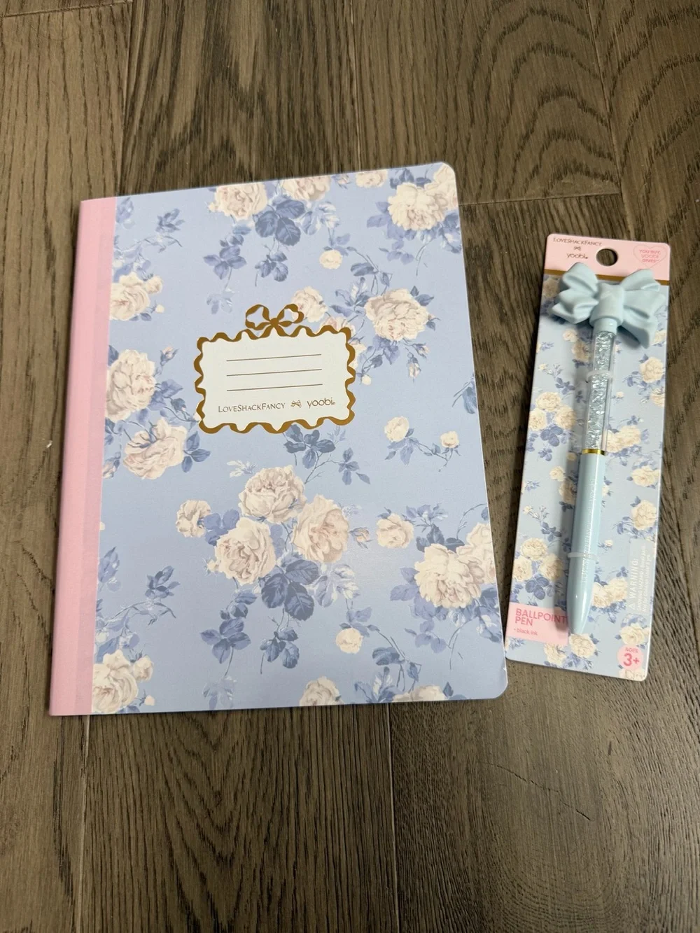 Bundle LoveShackFancy x Target Floral Notebook & Bow Pen Set Everblooming Roses
